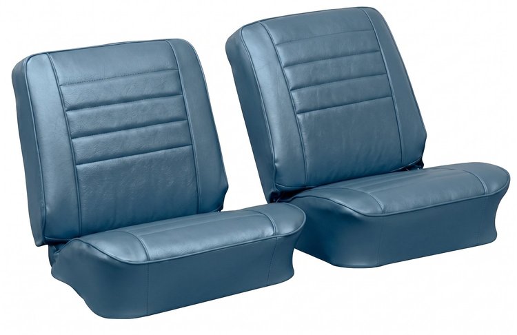 Front Bucket Seat Upholstery Kit for 1965 Chevrolet Chevelle, El Camino, Malibu, 4-Piece [Madrid Grain Vinyl Light Blue]