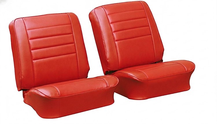 Front Bucket Seat Upholstery Kit for 1965 Chevrolet Chevelle, El Camino, Malibu, 4-Piece [Madrid Grain Vinyl Red]