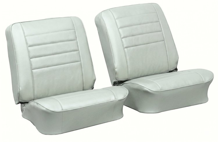 Front Bucket Seat Upholstery Kit for 1965 Chevrolet Chevelle, El Camino, Malibu, 4-Piece [Madrid Grain Vinyl White]