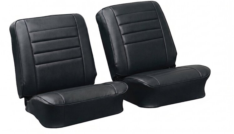Front Bucket Seat Upholstery Kit for 1965 Chevy Chevelle, El Camino, Malibu [Madrid Grain Vinyl Black]