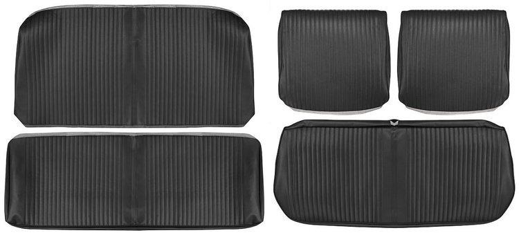 Front Split Bench & Rear Seat Upholstery Kit for 1964 Chevrolet Chevelle Coupe, Hardtop, 5-Piece [Seville Grain Vinyl Black]