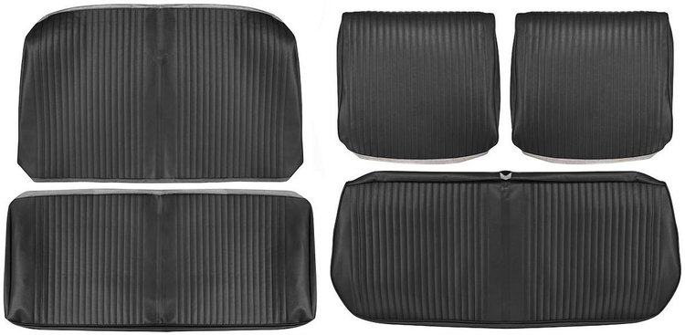 Front Split Bench & Rear Seat Upholstery Kit for 1964 Chevrolet Chevelle Convertible, 5-Piece [Seville Grain Vinyl Black]