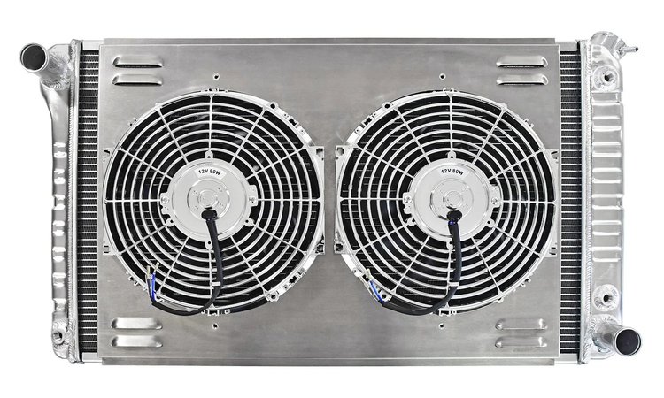 Reproduction Aluminum Radiator with Triple Pass Cooling Fits Select 1965-1981 GM Models [12 in. Dual Fans]