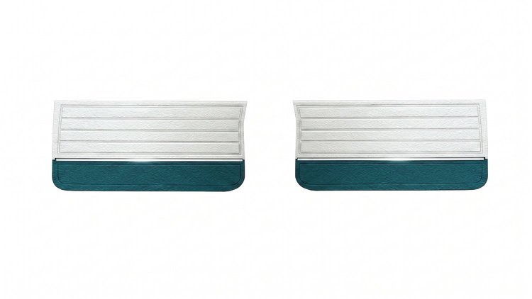 Front Deluxe Door Panel Set for 1965 Chevrolet Chevelle El Camino, Malibu, All 2-Door Models [White/Aqua]