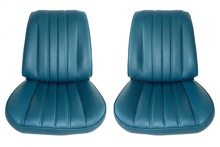 Front Bucket Seat Upholstery Kit for 1966 Chevrolet Chevelle, El Camino, Malibu, 4-Piece [Madrid Grain Vinyl Bright Blue]