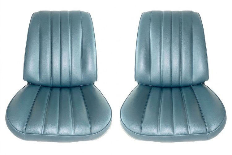 Front Bucket Seat Upholstery Kit for 1966 Chevrolet Chevelle, El Camino, Malibu, 4-Piece [Madrid Grain Vinyl Light Blue]