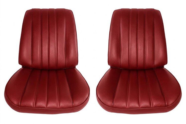 Front Bucket Seat Upholstery Kit for 1966 Chevrolet Chevelle, El Camino, Malibu, 4-Piece [Madrid Grain Vinyl Red]