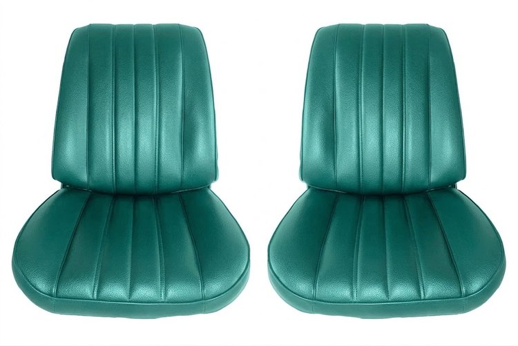 Front Bucket Seat Upholstery Kit for 1966 Chevrolet Chevelle, El Camino, Malibu, 4-Piece [Madrid Grain Vinyl Turquoise]