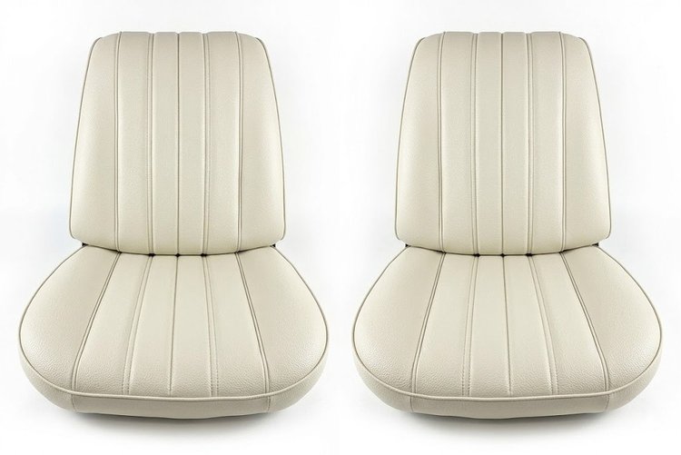 Front Bucket Seat Upholstery Kit for 1966 Chevrolet Chevelle, El Camino, Malibu, 4-Piece [Madrid Grain Vinyl White]