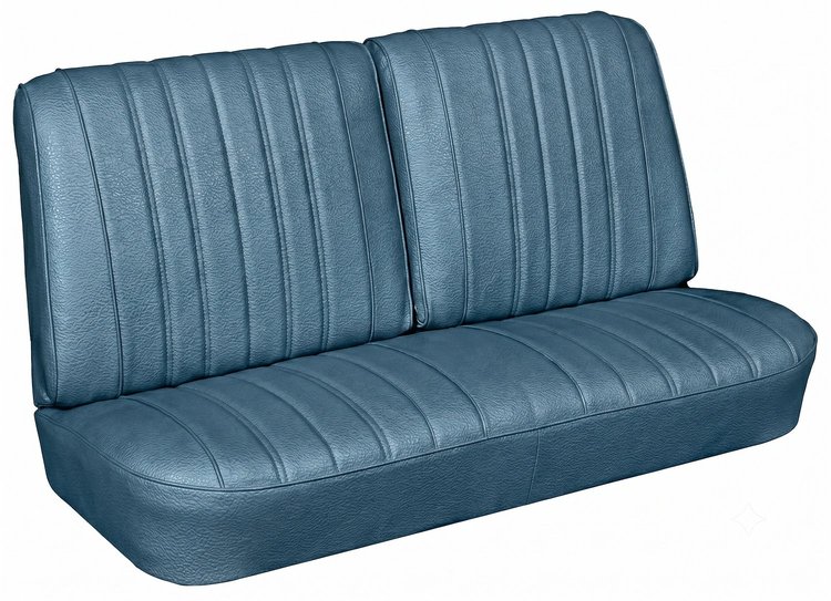 Front Split Back Bench Seat Upholstery Kit for 1966 Chevrolet Chevelle, El Camino, Malibu, 4-Piece [Madrid Grain Vinyl Light Blu