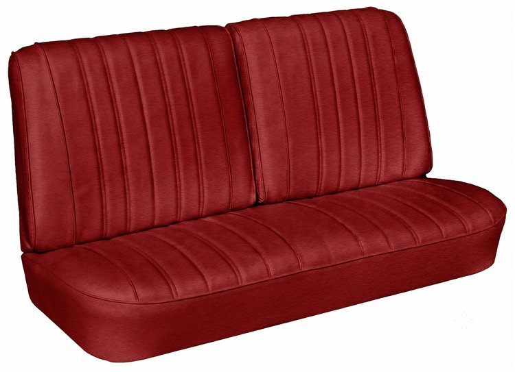 Front Split Back Bench Seat Upholstery Kit for 1966 Chevrolet Chevelle, El Camino, Malibu, 4-Piece [Madrid Grain Vinyl Red]