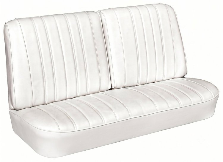 Front Split Back Bench Seat Upholstery Kit for 1966 Chevrolet Chevelle, El Camino, Malibu, 4-Piece [Madrid Grain Vinyl White]