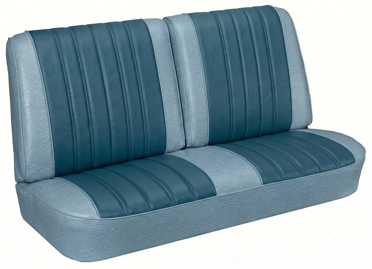 Front Split Back Bench Seat Upholstery Kit for 1966 Chevrolet Chevelle, El Camino, Malibu, 4-Piece [Madrid Grain Vinyl 2-Tone Bl