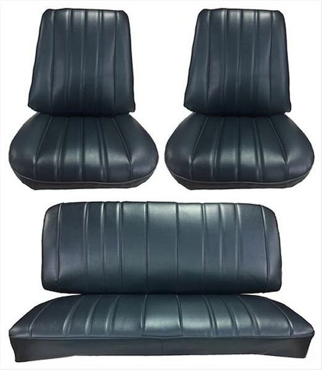 Front Buckets & Rear Seat Upholstery Kit for 1966 Chevy Chevelle & Malibu, Coupe, Hardtop [Madrid Grain Vinyl Black]