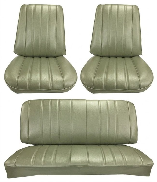 Front Buckets & Rear Seat Upholstery Kit for 1966 Chevy Chevelle & Malibu, Coupe, Hardtop [Madrid Grain Vinyl Fawn]
