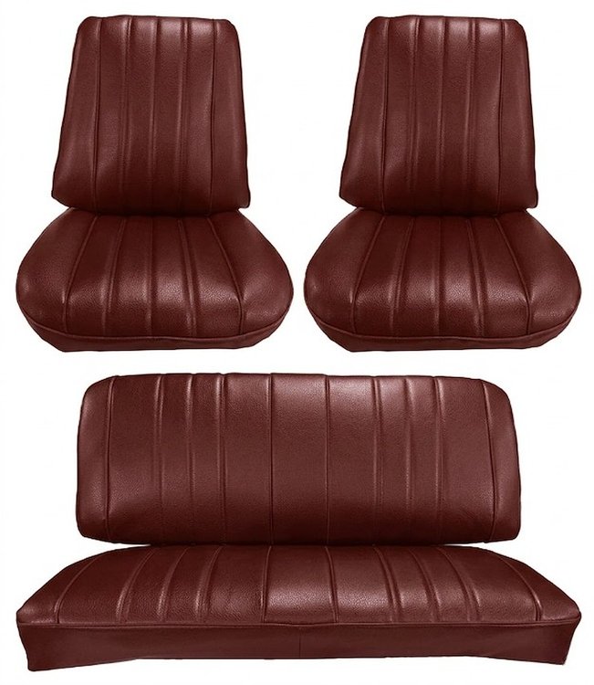 Front Buckets & Rear Seat Upholstery Kit for 1966 Chevy Chevelle & Malibu, Convertible [Madrid Grain Vinyl Bronze]