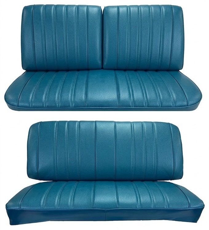 Front Split Back Bench & Rear Seat Upholstery Kit for 1966 Chevy Chevelle & Malibu, Coupe, Hardtop [Madrid Grain Vinyl Bright Bl