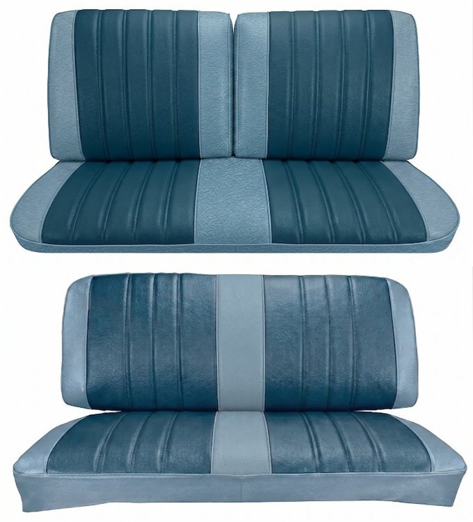 Front Split Back Bench & Rear Seat Upholstery Kit for 1966 Chevy Chevelle & Malibu, Coupe, Hardtop [Madrid Grain Vinyl 2-Tone Bl