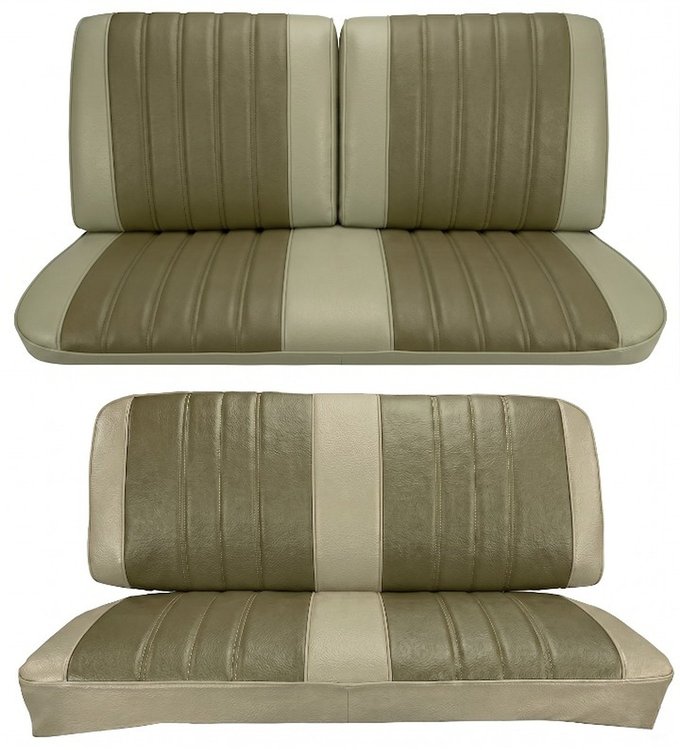 Front Split Back Bench & Rear Seat Upholstery Kit for 1966 Chevy Chevelle & Malibu, Convertible [Madrid Grain Vinyl 2-Tone Fawn]