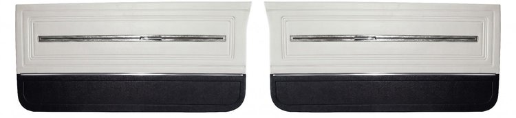 Front Deluxe Door Panel Set for 1966 Chevrolet Chevelle, El Camino & Malibu, All 2-Door Models [Black/White]