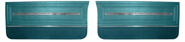 Front Deluxe Door Panel Set for 1966 Chevrolet Chevelle, El Camino & Malibu, All 2-Door Models [2-Tone Turquoise]