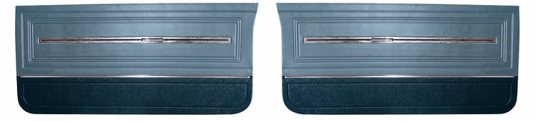 Front Deluxe Door Panel Set for 1966 Chevrolet Chevelle, El Camino & Malibu, All 2-Door Models [2-Tone Blue]