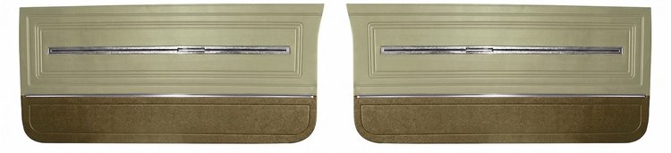 Front Deluxe Door Panel Set for 1966 Chevrolet Chevelle, El Camino & Malibu, All 2-Door Models [2-Tone Fawn]