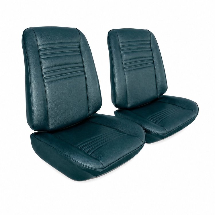 Front Bucket Seat Upholstery Kit for 1967 Chevy Chevelle, El Camino & Malibu [Madrid Grain Vinyl Turquoise]