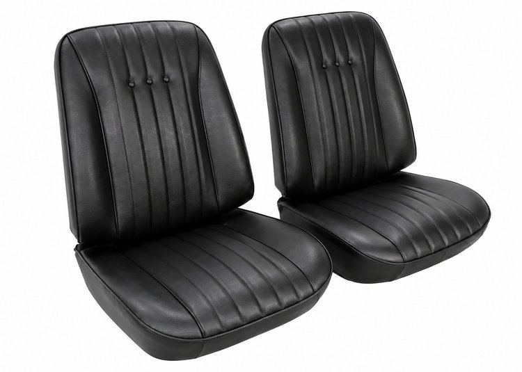 Front Bucket Seat Upholstery Kit for 1968 Chevy Chevelle, El Camino & Malibu [Madrid Grain Vinyl Black]
