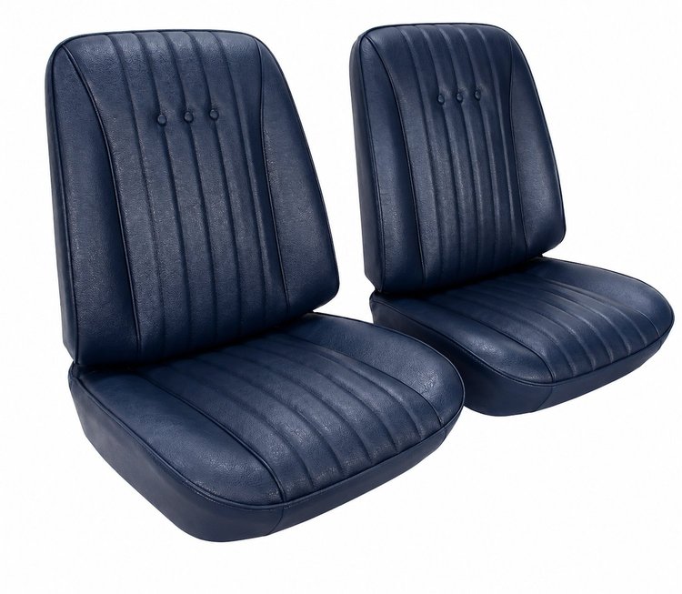 Front Bucket Seat Upholstery Kit for 1968 Chevy Chevelle, El Camino & Malibu [Madrid Grain Vinyl Dark Blue]