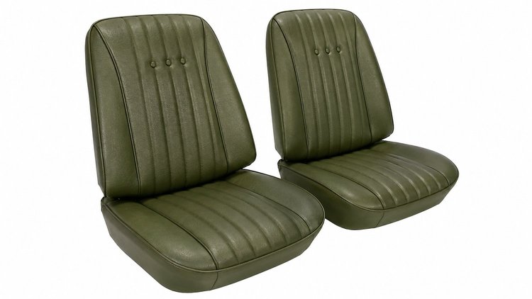 Front Bucket Seat Upholstery Kit for 1968 Chevy Chevelle, El Camino & Malibu [Madrid Grain Vinyl Ivy Gold]