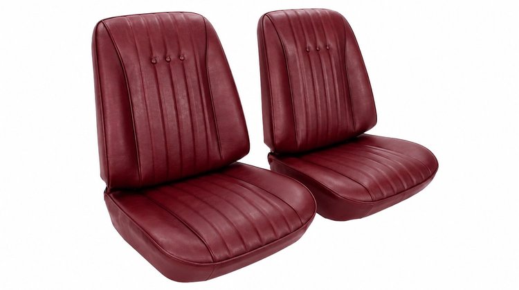 Front Bucket Seat Upholstery Kit for 1968 Chevy Chevelle, El Camino & Malibu [Madrid Grain Vinyl Red]