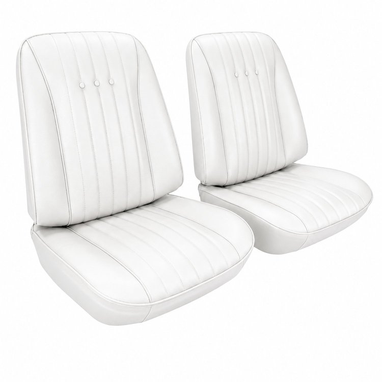 Front Bucket Seat Upholstery Kit for 1968 Chevy Chevelle, El Camino & Malibu [Madrid Grain Vinyl White]