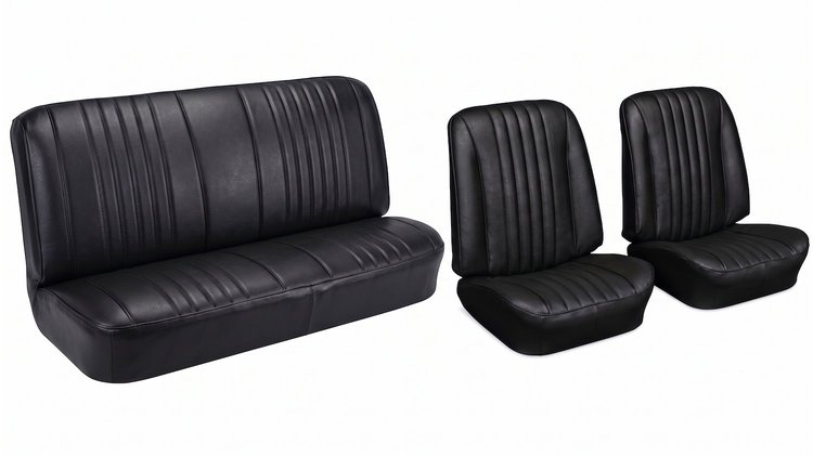 Front Bucket & Rear Bench Seat Upholstery Kit for 1968 Chevy Chevelle, Coupe, Hardtop [Madrid Grain Vinyl Black]