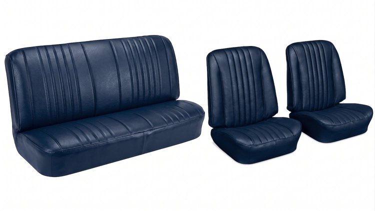Front Bucket & Rear Bench Seat Upholstery Kit for 1968 Chevy Chevelle, Coupe, Hardtop [Madrid Grain Vinyl Dark Blue]