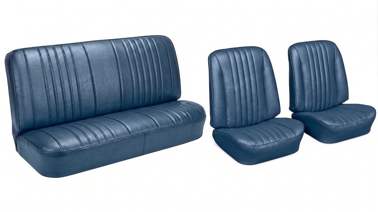Front Bucket & Rear Bench Seat Upholstery Kit for 1968 Chevy Chevelle, Coupe, Hardtop [Madrid Grain Vinyl Light Blue]