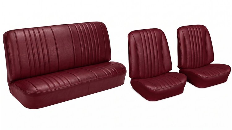 Front Bucket & Rear Bench Seat Upholstery Kit for 1968 Chevy Chevelle, Coupe, Hardtop [Madrid Grain Vinyl Red]