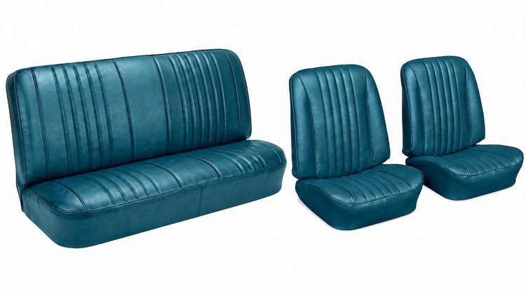 Front Bucket & Rear Bench Seat Upholstery Kit for 1968 Chevy Chevelle, Coupe, Hardtop [Madrid Grain Vinyl Turquoise]