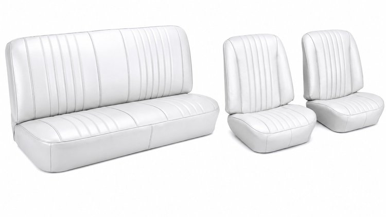 Front Bucket & Rear Bench Seat Upholstery Kit for 1968 Chevy Chevelle, Coupe, Hardtop [Madrid Grain Vinyl White]