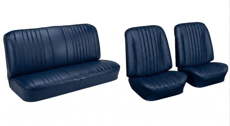 Front Bucket & Rear Bench Seat Upholstery Kit for 1968 Chevy Chevelle, Convertible [Madrid Grain Vinyl Dark Blue]