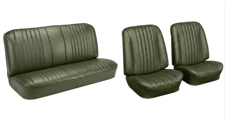 Front Bucket & Rear Bench Seat Upholstery Kit for 1968 Chevy Chevelle, Convertible [Madrid Grain Vinyl Ivy Gold]