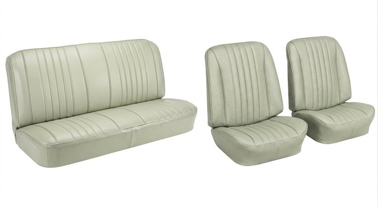 Front Bucket & Rear Bench Seat Upholstery Kit for 1968 Chevy Chevelle, Convertible [Madrid Grain Vinyl Pearl]