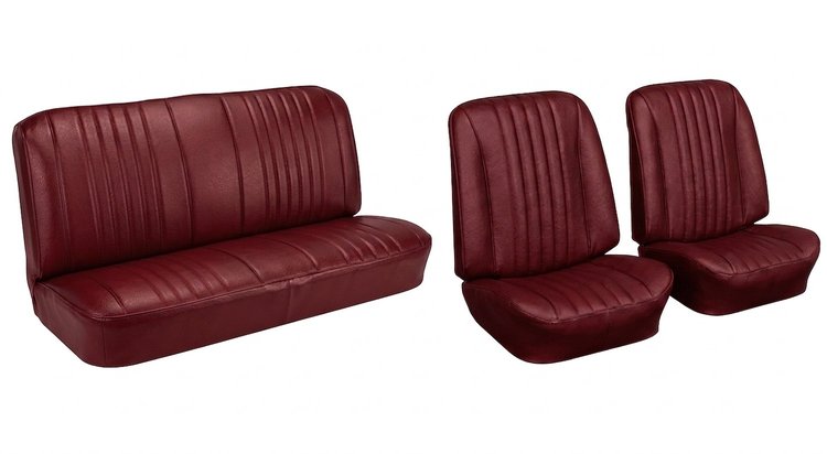 Front Bucket & Rear Bench Seat Upholstery Kit for 1968 Chevy Chevelle, Convertible [Madrid Grain Vinyl Red]