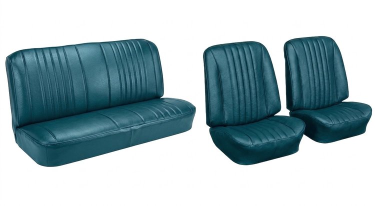 Front Bucket & Rear Bench Seat Upholstery Kit for 1968 Chevy Chevelle, Convertible [Madrid Grain Vinyl Turquoise]