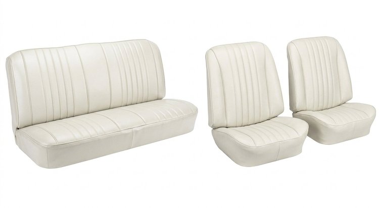 Front Bucket & Rear Bench Seat Upholstery Kit for 1968 Chevy Chevelle, Convertible [Madrid Grain Vinyl White]
