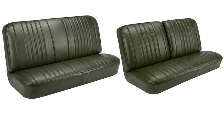 Front Split Back Bench & Rear Bench Seat Upholstery Kit for 1968 Chevy Chevelle, Coupe, Hardtop [Madrid Grain Vinyl Ivy Gold]