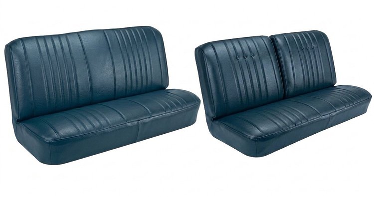 Front Split Back Bench & Rear Bench Seat Upholstery Kit for 1968 Chevy Chevelle, Coupe, Hardtop [Madrid Grain Vinyl Medium Blue]