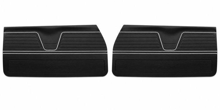 Front Standard Door Panel Set for 1969 Chevrolet Chevelle & El Camino, 2-Door Coupe (HT) and Convertible [Black]