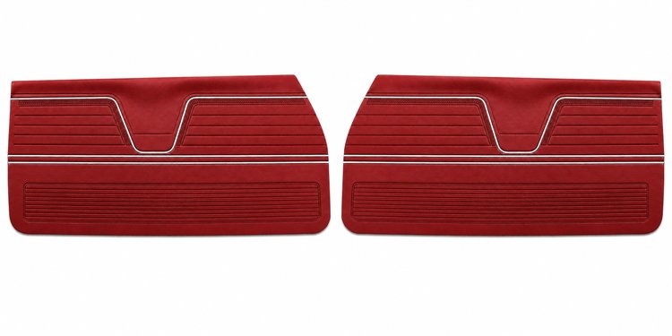 Front Standard Door Panel Set for 1969 Chevrolet Chevelle & El Camino, 2-Door Coupe (HT) and Convertible [Red]