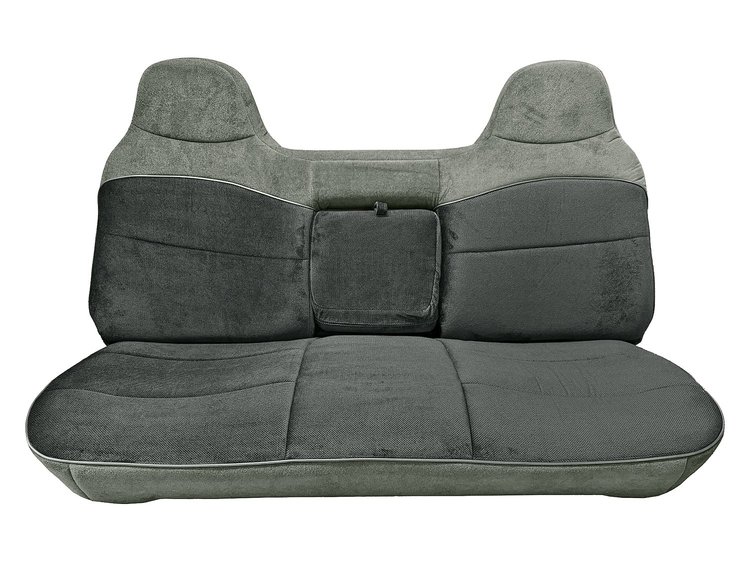 Bench Seat Upholstery for 1992-1997 Ford, F150, F250, F350 Std Cab [w/Center Arm Rest/Head Rest Covers, Silver/Black]